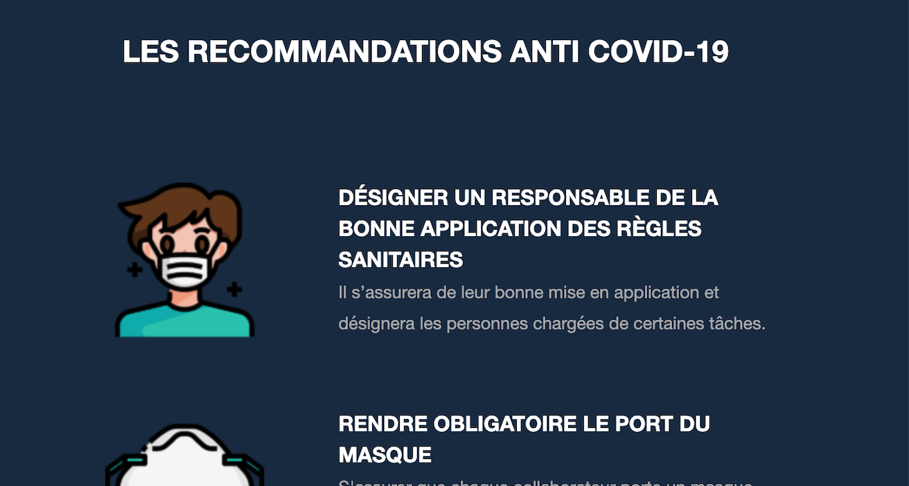 Les recommandations anti covid-19