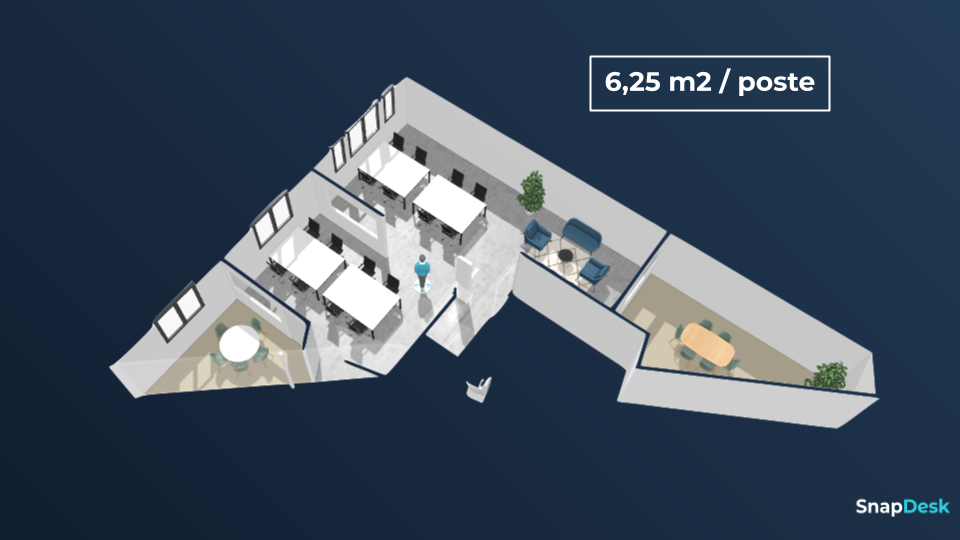 aménagement 6,25 m2 par poste